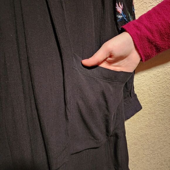 Free People- Black Mia Gauze Embroidered Mini Dress, Size XS - Picture 7 of 11